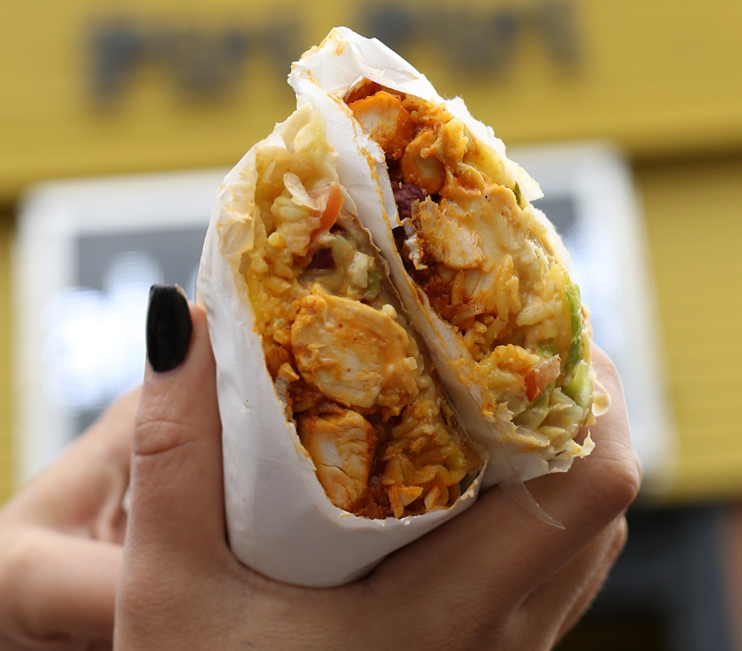 loaded wrap served at Braga’s Piri Piri takeaway in Glasgow