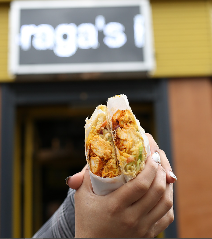 a tasty wrap served at Braga’s Piri Piri takeaway in Glasgow